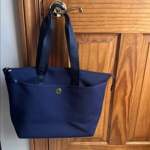 Tommy Hilfiger Blue Nylon Tote with Gold Button